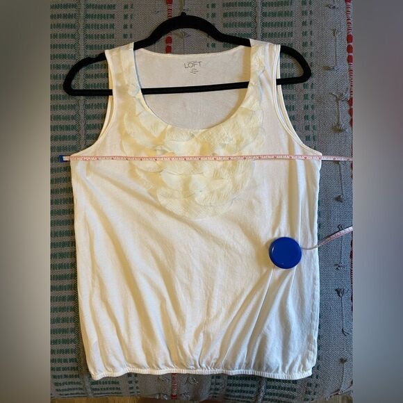 Ann Taylor Loft Off-White Petit Sleeveless Top w/ Layer design neckline - Picture 6 of 6